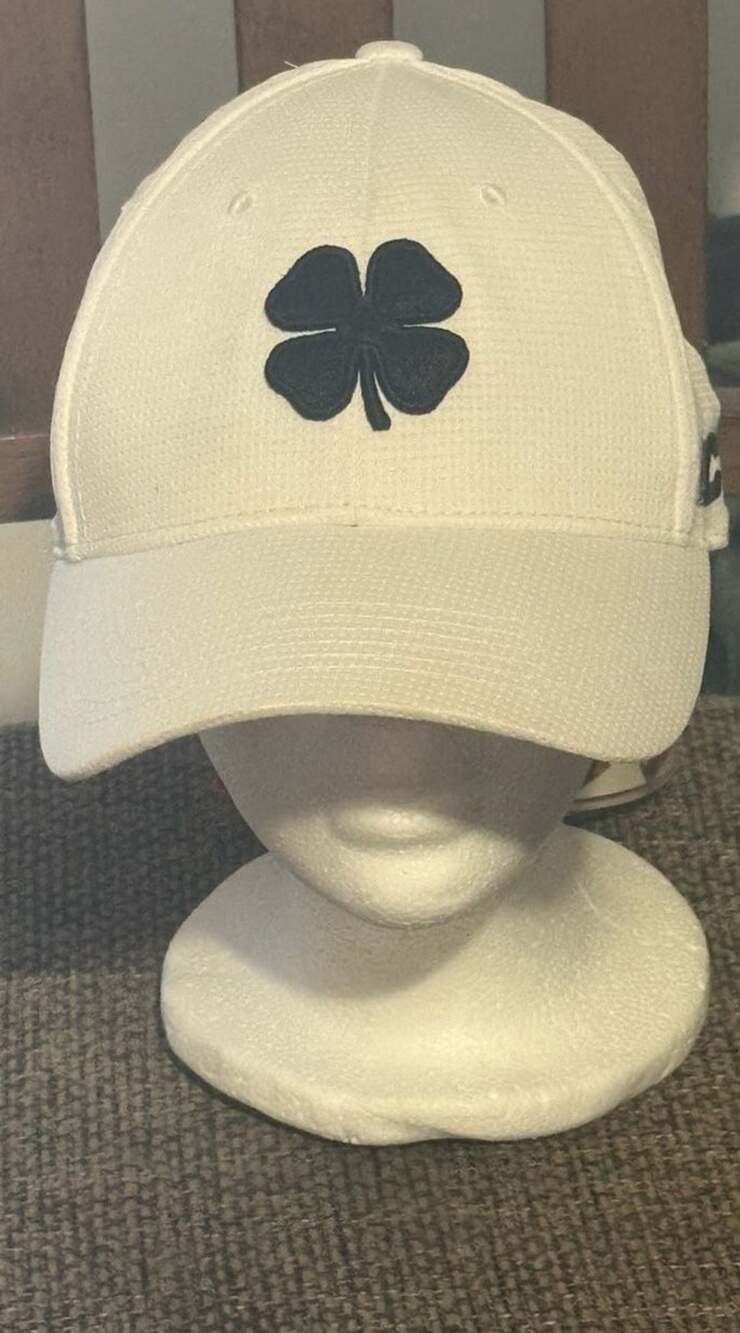 Black Clover Premium Clover Hat Size L/XL White Fitted Golf Cap Live Lucky
